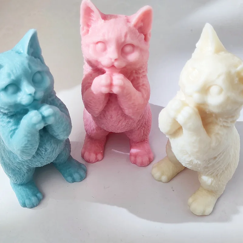 Big Size 22CM Standing Cat Candle Silicone Mold Animal Soy Wax Silicone Mould Cats Lover Home Decor Gift dog candle mold