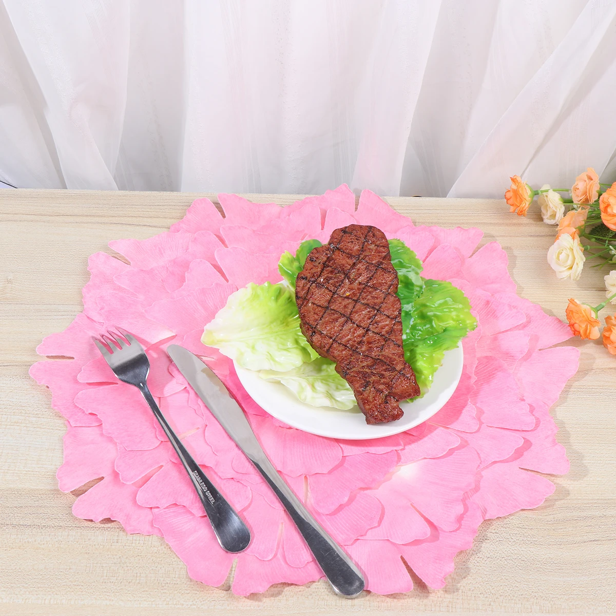 

Unique Chic Placemat Table Mat Simulation Flower Tableware Pad Bowl Plate Decor Home Cafe Restaurant Protection Elegant Stylish