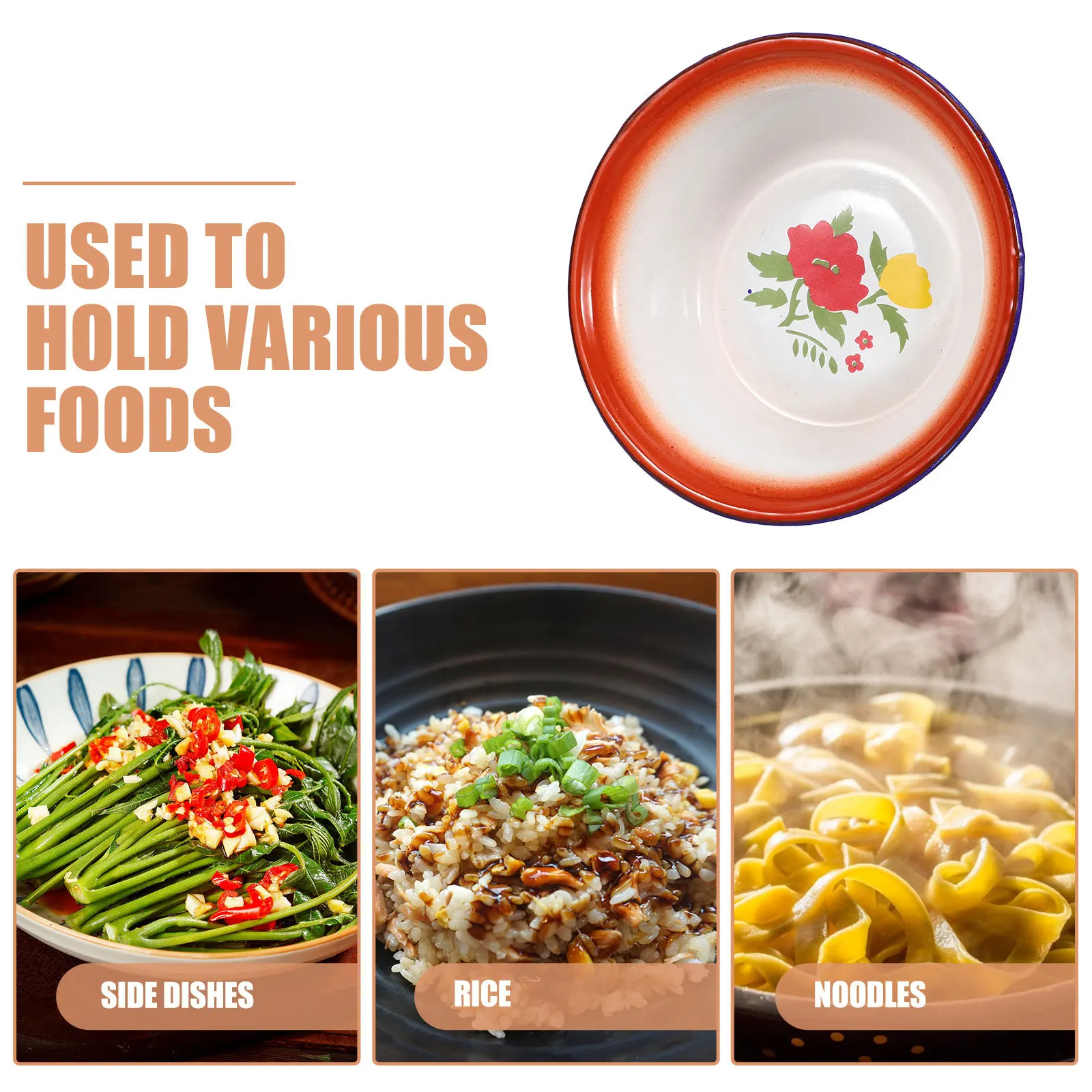 وعاء المينا سعة كبيرة الرجعية سميكة حامل حساء المطبخ سلطة خلط حوض خمر المينا وعاء تخزين المواد الغذائية #1