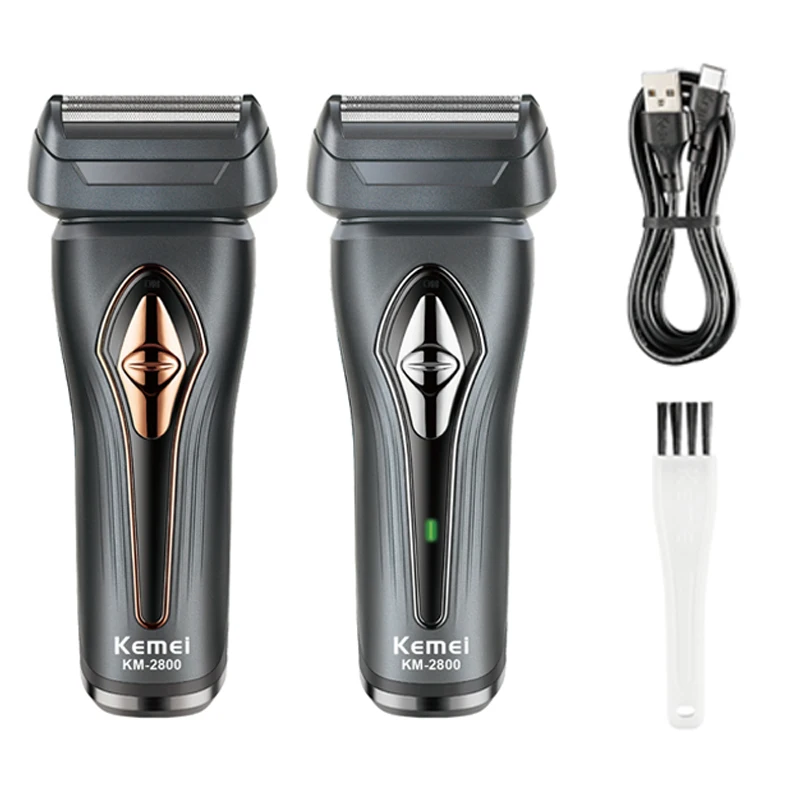 Kemei 2800 ماكينة حلاقة كهربائية للرجال مع ماكينة تشذيب اللحية ذات الرقائق المزدوجة ماكينة حلاقة احترافية جافة أو رطبة ماكينة حلاقة ترددية للوجه