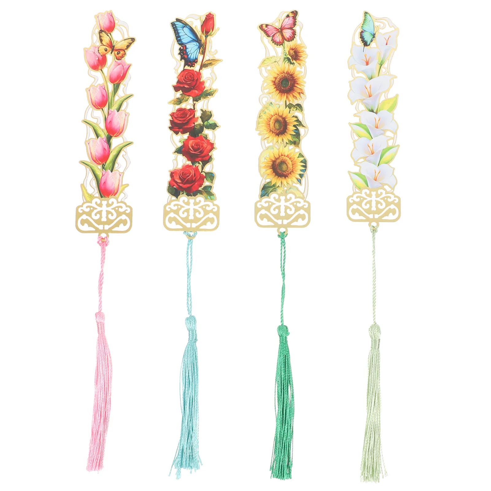 4 قطعة الإشارات المرجعية زهرة معدنية شرابة فريدة من نوعها لوازم القراءة اليدوية لمحبي الكتاب المرجعية الزخرفية السائبة كتاب الملحقات #5