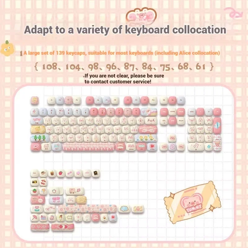 

Akko вечерние Keycap Mog сублимированные маленькие пучки и грибы механические клавиатуры колпачки 139 шт. полный комплект Pbt