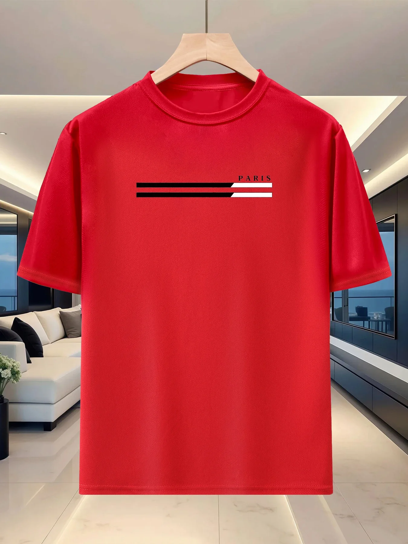 Men's Summer Crew Neck Short Sleeve Trendy Letter Print T-shirt Casual Fashionable Breathable Active