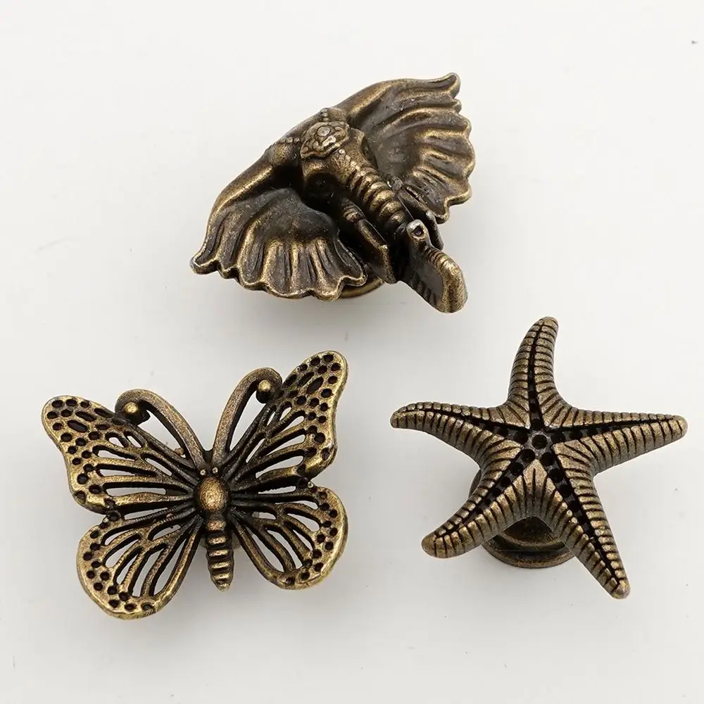 1pc Zinc Alloy Vintage Cabinet Knobs Animal Shape DIY Furniture Hardware Drawer Pull Handles Decorative Cabinet Handle Cupboard