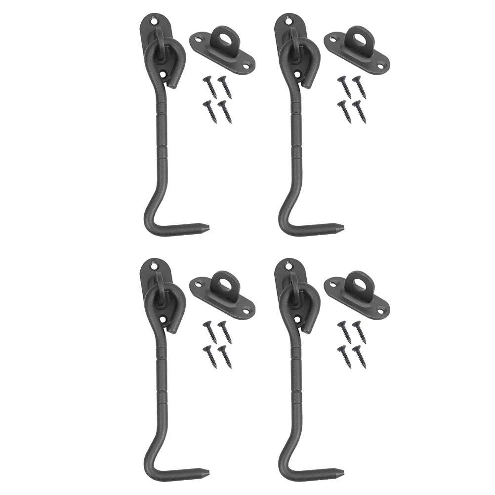

4 Pcs Stainless Steel Hooks Heavy Duty Door Latch Security Bolt Gate Outdoor Lock Cabin Latch screws Shed Windows