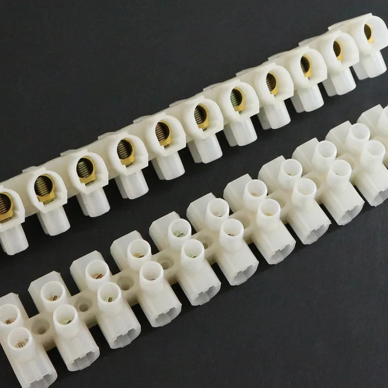 12 Position 3/5/6/10/15/20/30/60 To 150A Wire Connector Dual Row Barrier Strip Terminal Block Plastic Electrical  Copper Screw