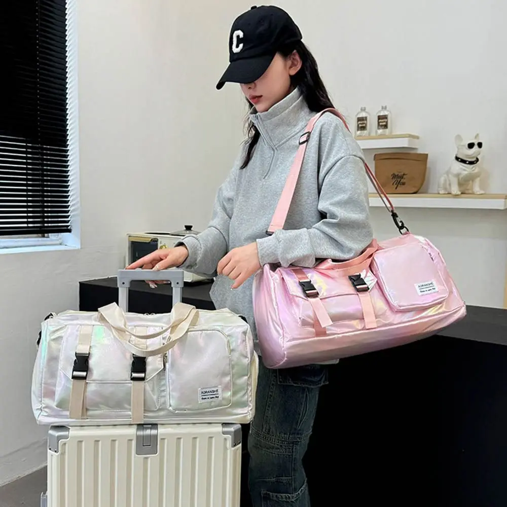 

Pearl Glossy Gym Bag Waterproof Wet Dry Separation Travel Luggage Bag Carry-On Large Capacity Fitness Training Handbag Sports
