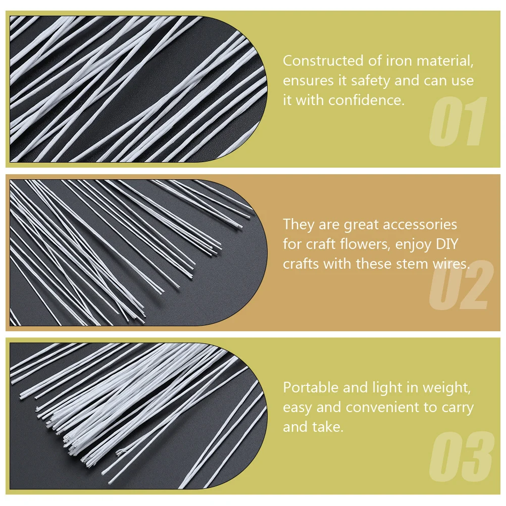 ก้านดอกไม้กระดาษรูปกุหลาบ 100 ชิ้น ทำจากเหล็ก สำหรับงานประดิษฐ์ดอกไม้ DIY พวงหรีด ช่อดอกไม้ และอุปกรณ์จัดดอกไม้ประดิษฐ์