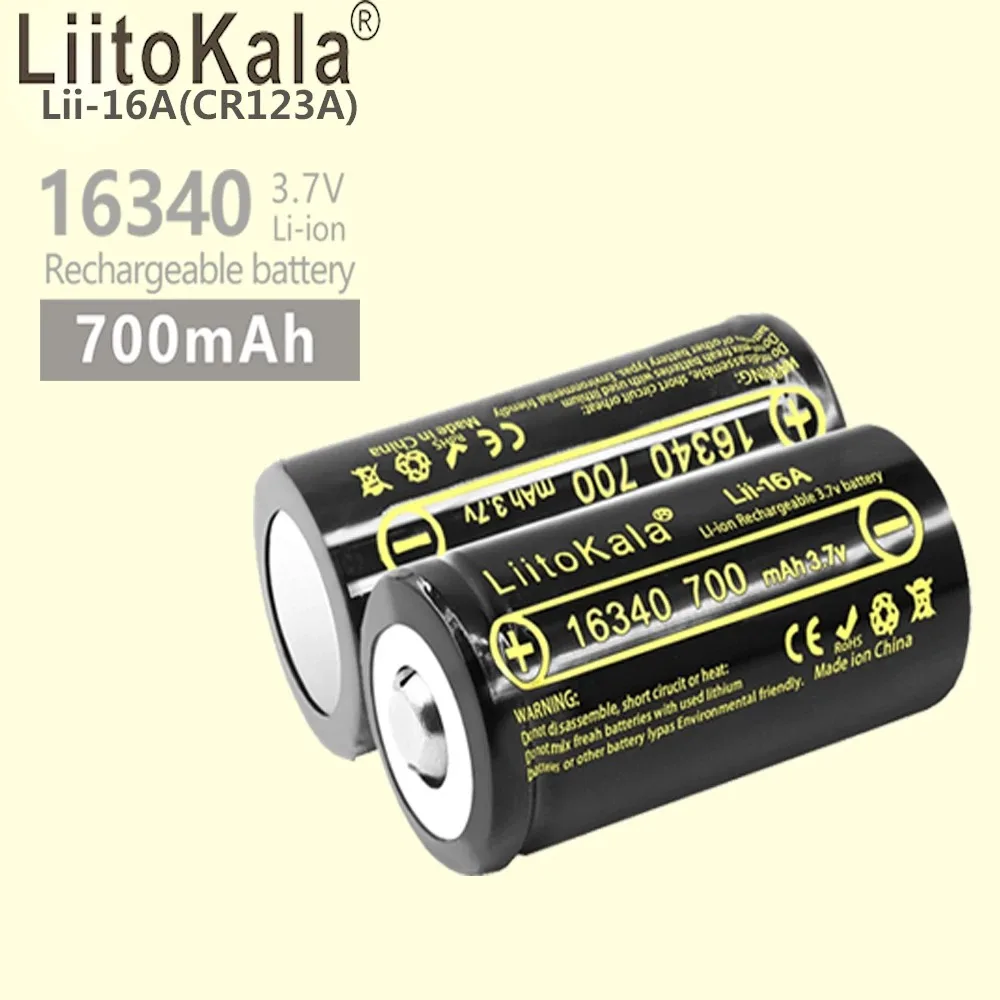 LiitoKala Lii-16A RCR123A 3.7V 16340 700mAh Rechargeable Battery For Arlo HD Camera And Reolink argus 3.7V cr123a Rechargeable