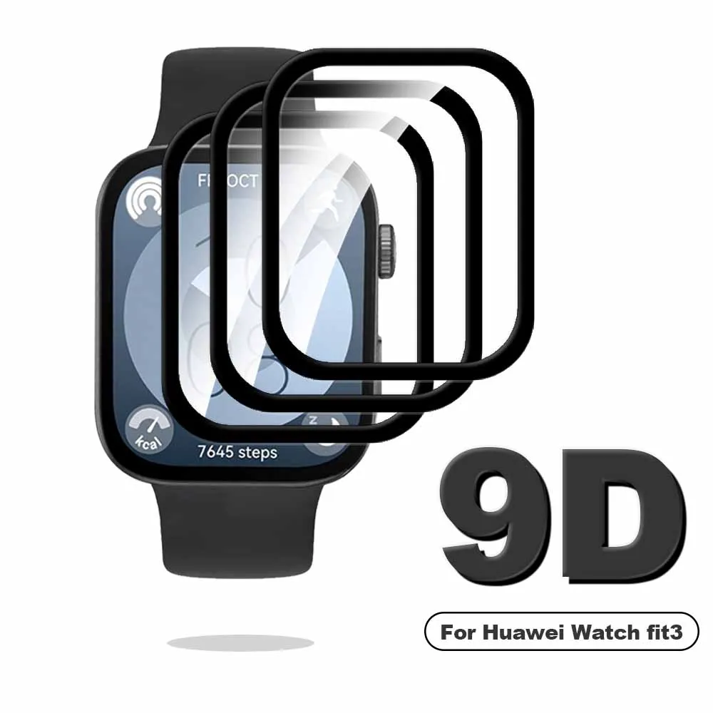 3Pcs 9D Tempered Glass For Huawei Watch Fit 3 Fit3 Smartwatch Films Hauwei Huawey WatchFit3 Soft Protective Glass Accessories