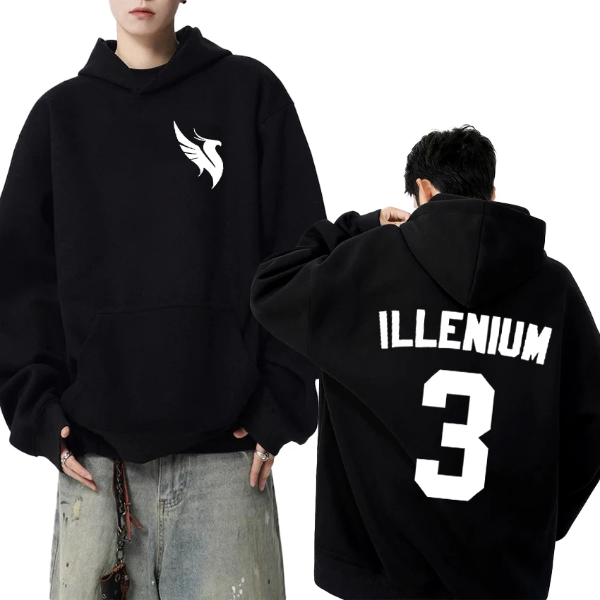 2025 New in Illenium Dj Music Double Sided print Hoodies Men women vintage Casual pullovers Unisex Fleece Long sleeve Sweatshirt