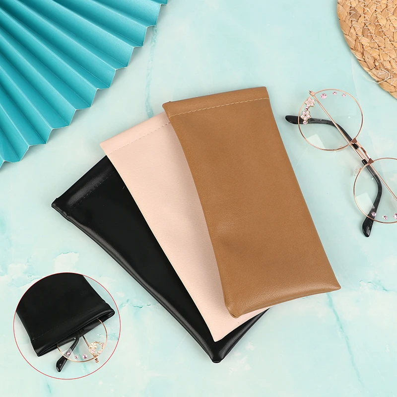 1Pc Weiche Leder Brillen Tasche Einfache Vintage Sonnenbrille Tasche Frühling Mund Brillen Tasche