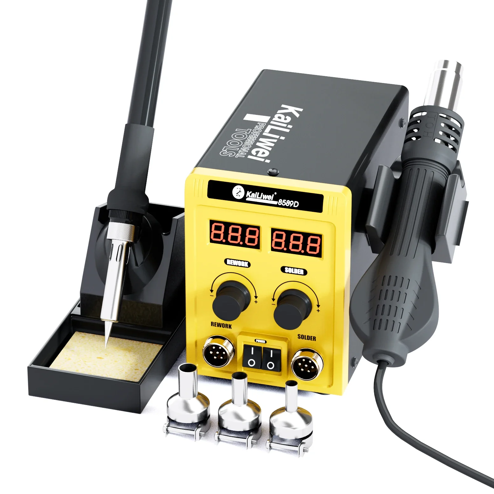 Adjustable 700W Electric 2 In 1 Digital Welding Soldering Iron Hot Air Gun Station For Mobile SMD BGA Rework Repair Tool 8589D