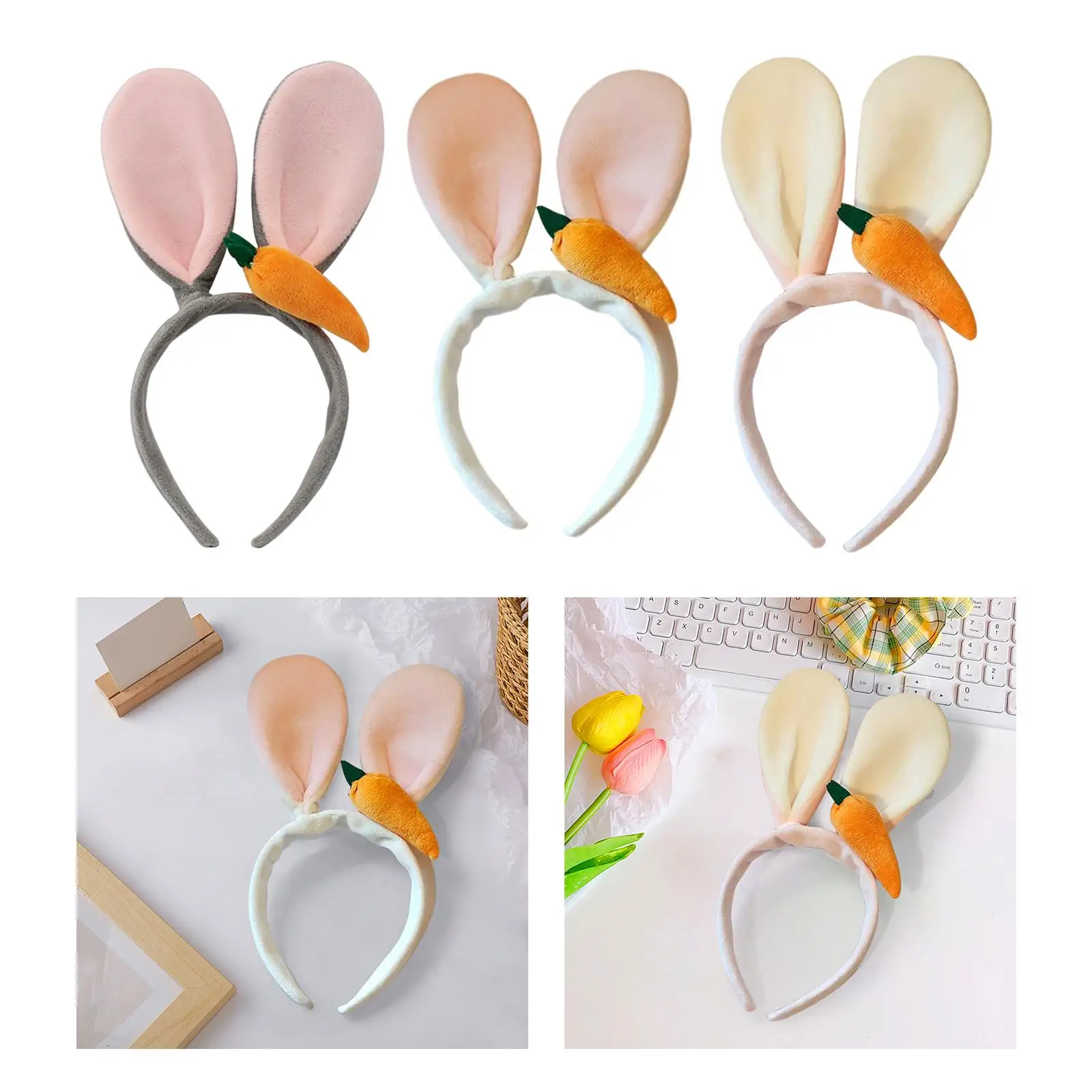 Plush Ears Headband Headdress for Women Girls Holiday Birthday Carnival image 3