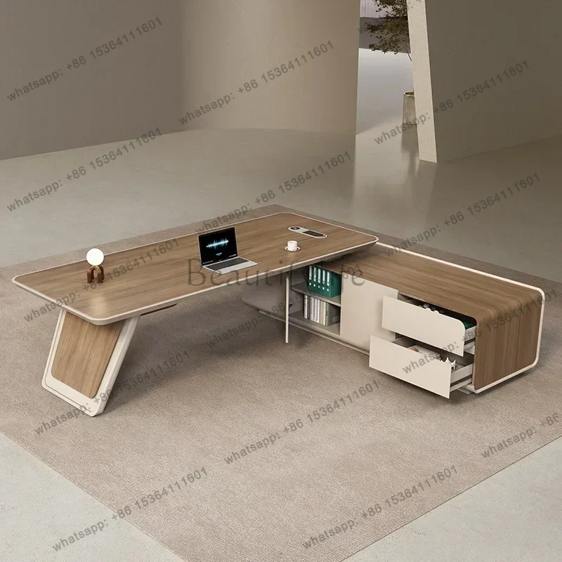 LJY Room Desks Gaming Tables Filing Cabinets Furniture Office Desk High End Light Luxury President Manager Boss Computer Desk Ta