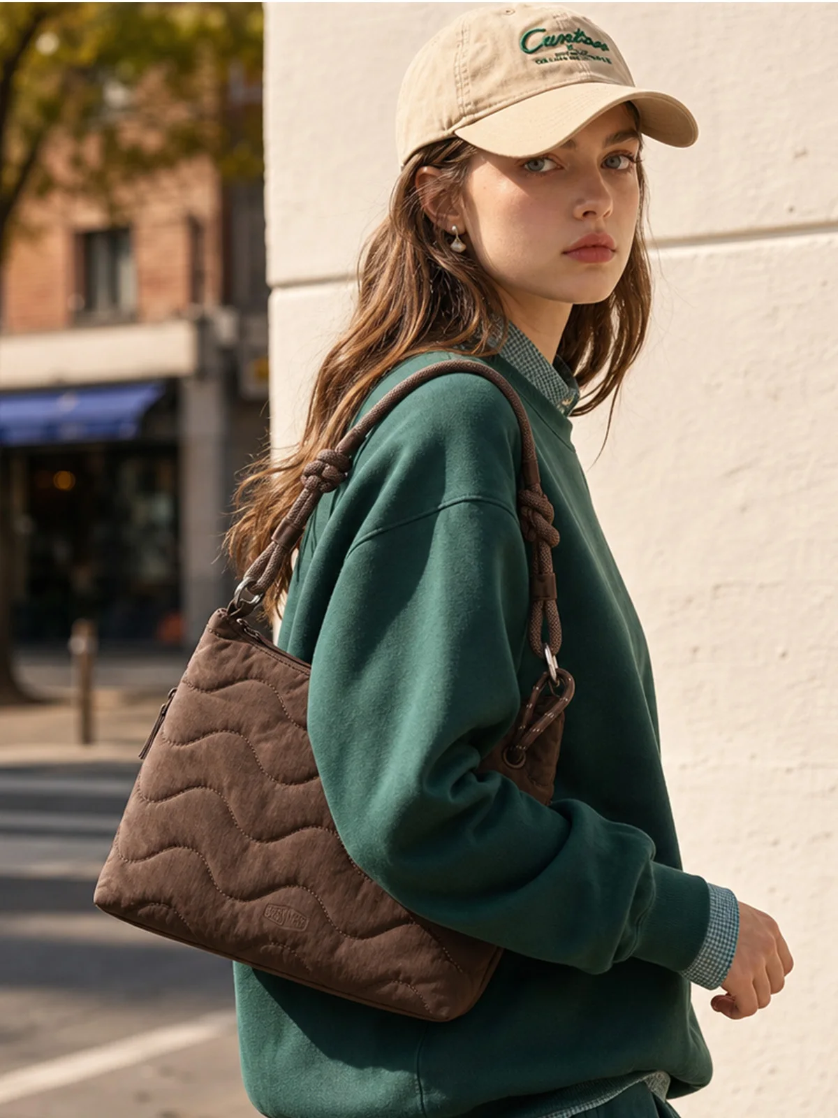 BAGSMART Damen-Umhängetasche, leichte Umhängetasche aus weichem Stoff, Handtasche mit mehreren Taschen, für Schule, Arbeit, Freizeit – Detail 14