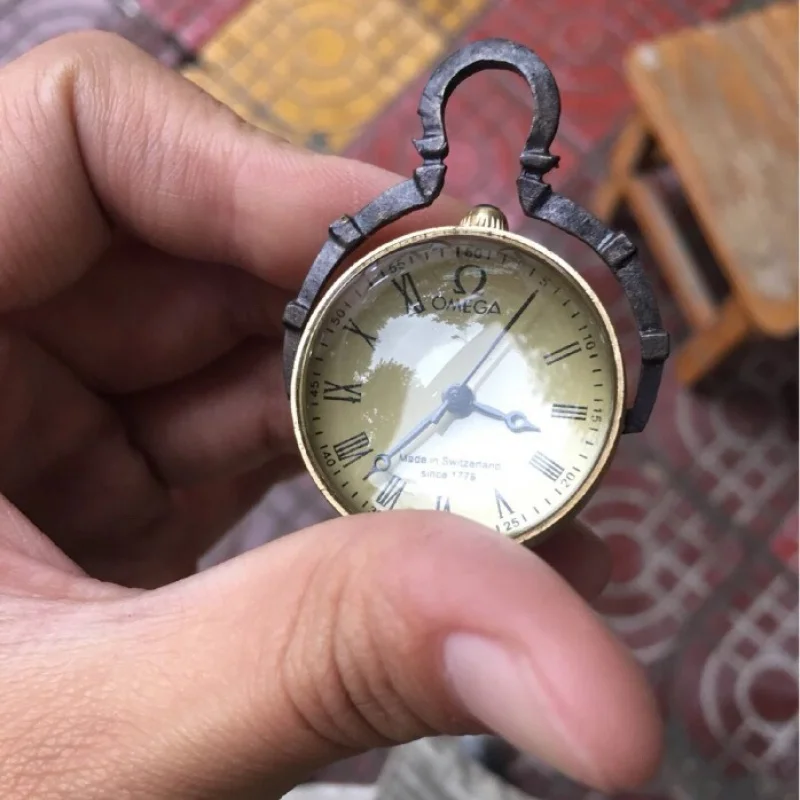 Nuova collana con ciondolo sferico in cristallo bronzo retrò orologio da tasca con orologio meccanico semiautomatico orologio antico