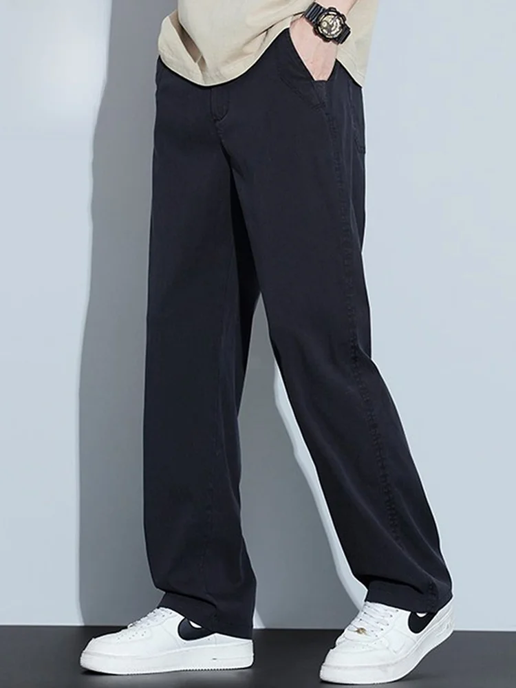 

Men's Casual Pants Spring 2026 Loose Straight Leg Spor Trousers Drapey Comfortable mid Waist Zipper Fly Casual Wear