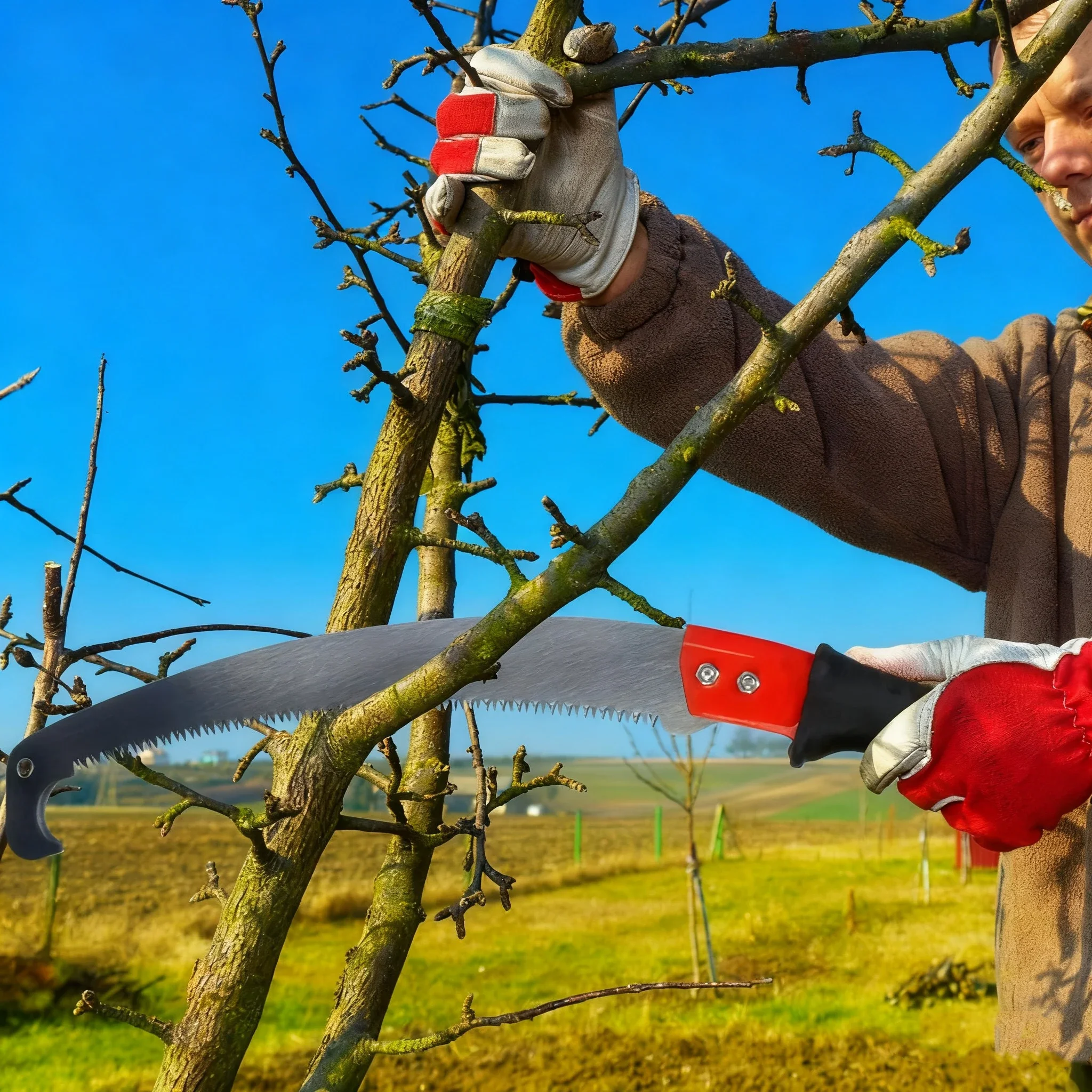 Teleskopische Doppelhakenstange mit Säge, Multifunktionale Astsäge für hohe Äste, Ausziehbares Gartenwerkzeug zum Beschneiden von Obstbäumen – Detail 8