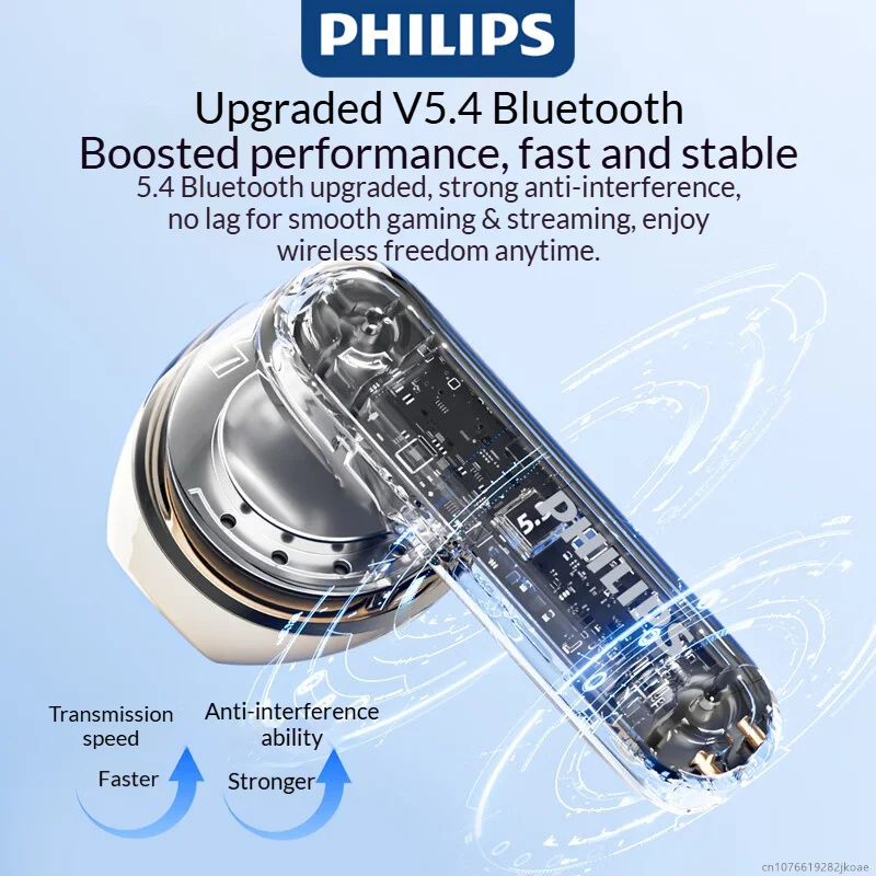New Philips TAT1199 Earphone Wireless Bluetooth 5.4 Call Noise Reduction Earbuds HiFi Stereo Gaming Music Headphone Long Standby - view 6