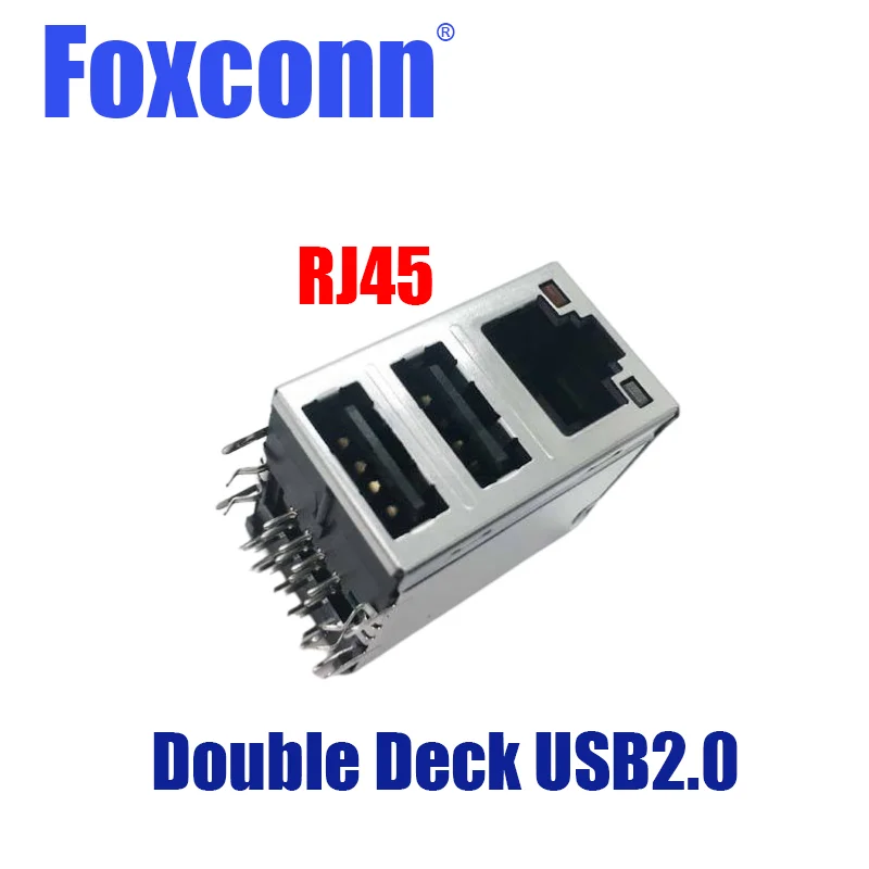 

RJ45 USB2.0 Socket Foxconn JFM38U1G-21C7-4F RJ45 Double Deck USB2.0 Socket Original stock Ethernet Cable Female Socket Connector