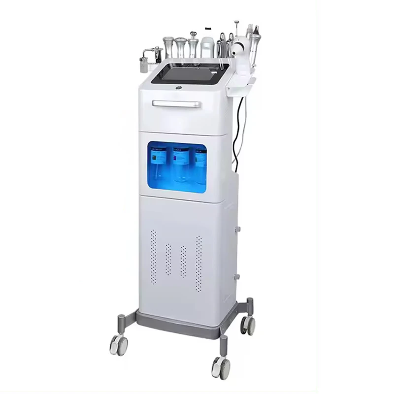 New 10 in 1 Hydro Dermabrasion Skin Exfoliator Testing Oxygen Aqua Peel Skin Whitening H2O2 Bubble Clean Machine for Anti-aging