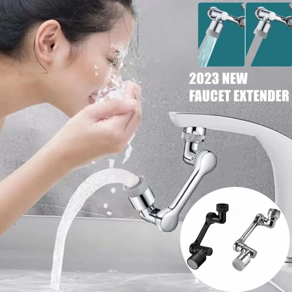 New 1080° Universal Rotation Faucet Bubbler Sprayer Head for Washbasin Kitchen Robot Arm Dual Mode Faucet Extender Water Nozzle