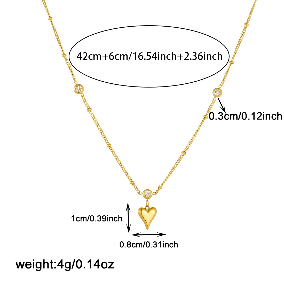 MEYRROYU 316L Stainless Steel Zircon Inlay Beads Simple Heart Pendant Necklace Lady Noble Elegant Waterproof Jewelry Gift