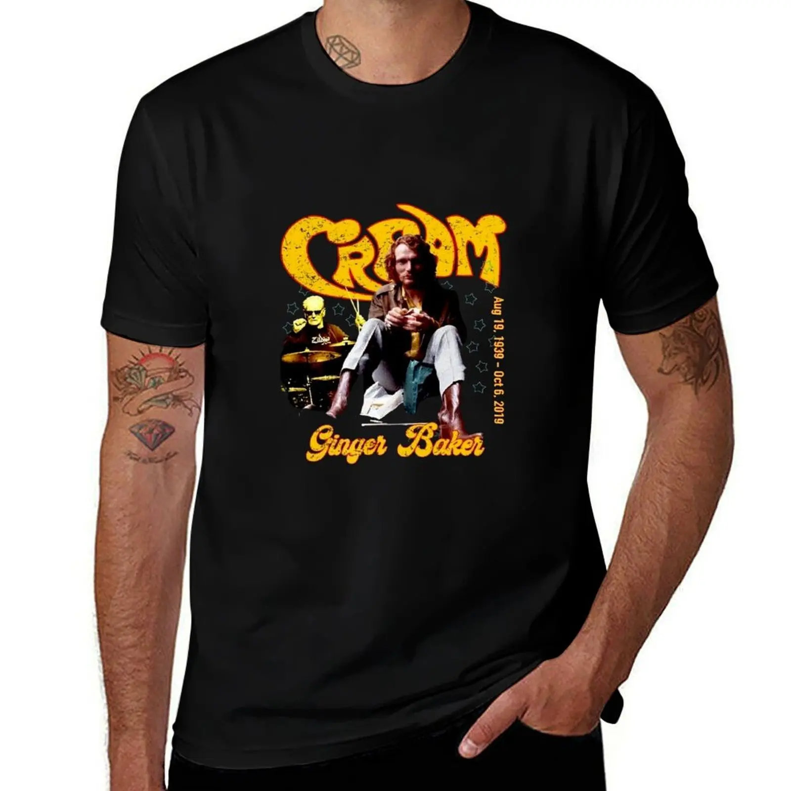 Ginger Baker , Cream Mens Retro Vintage Rock Music Tee T-Shirt Long Lasting Casual T-Shirt