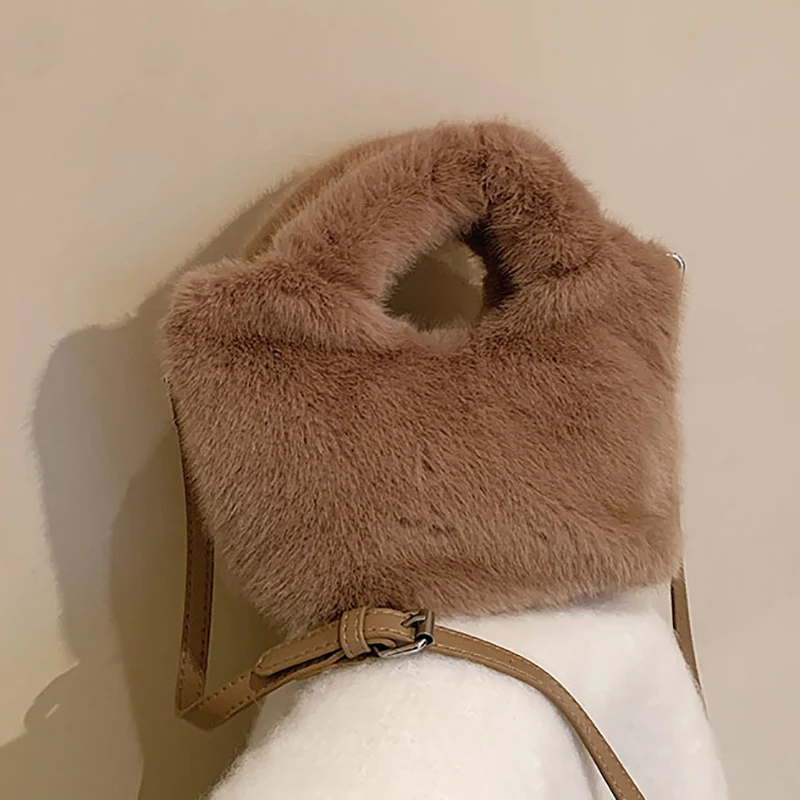 

Autumn Winter Plush Mini Handbags 2024 New Solid Color Versatile Commuting Shoulder Bags Trendy Small Square Crossbody Bag