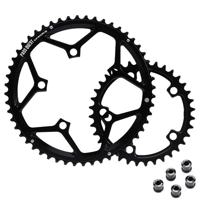 PASS QUEST Double Chainring 110bcd 5 bolts 46/33T 48/35T 50/34T 52/36T 53/39T 54/40T Bicycle Chainwheel for Shimano SRAM Crank