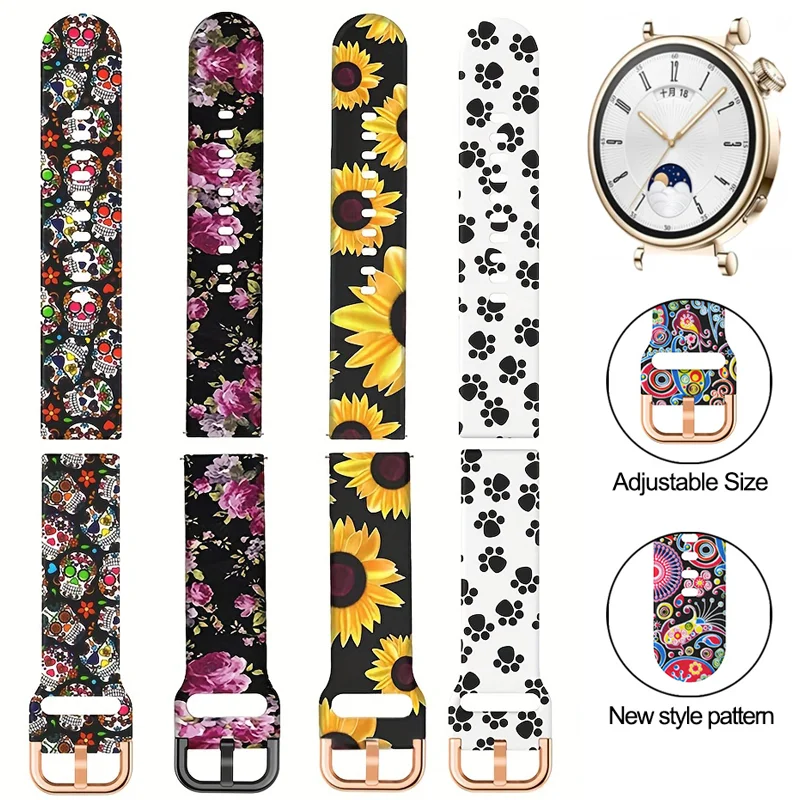 18mm Printed Silicone Strap For huawei watch GT 4-5 41mm Sport Women bracelet For Garmin Vivoactive 4S/Venu 2s bands Accessories
