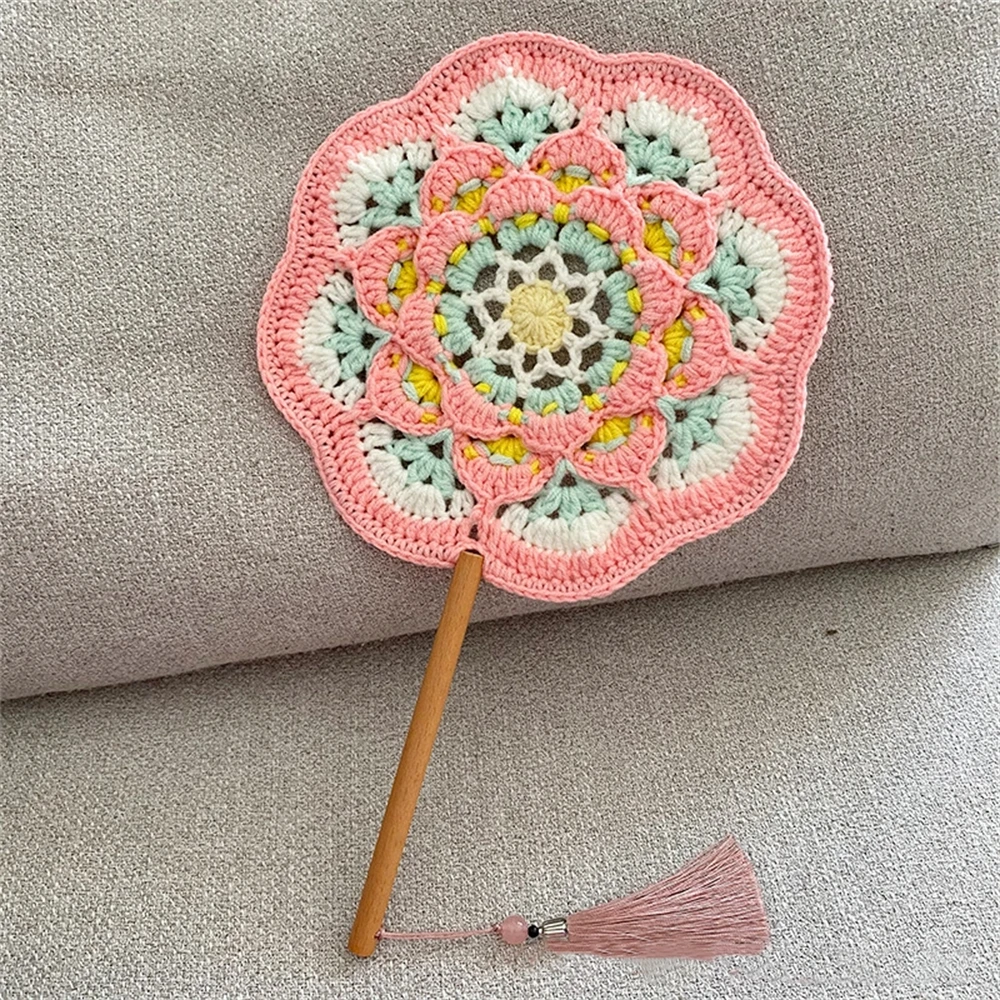 Hand-crocheted Antique Round Fan Petal-shaped Chinese Dunhuang Hanfu Dance Hand Fan Performance Prop Wedding Party Gift Bestie - Image 6
