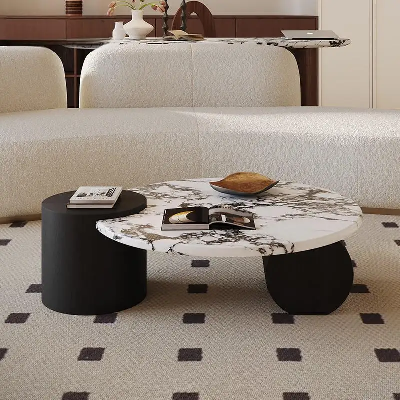 Italian Modern Luxury for Small Space Heat Scratch Resistant Furniture French Retro Calacatta Round Table
