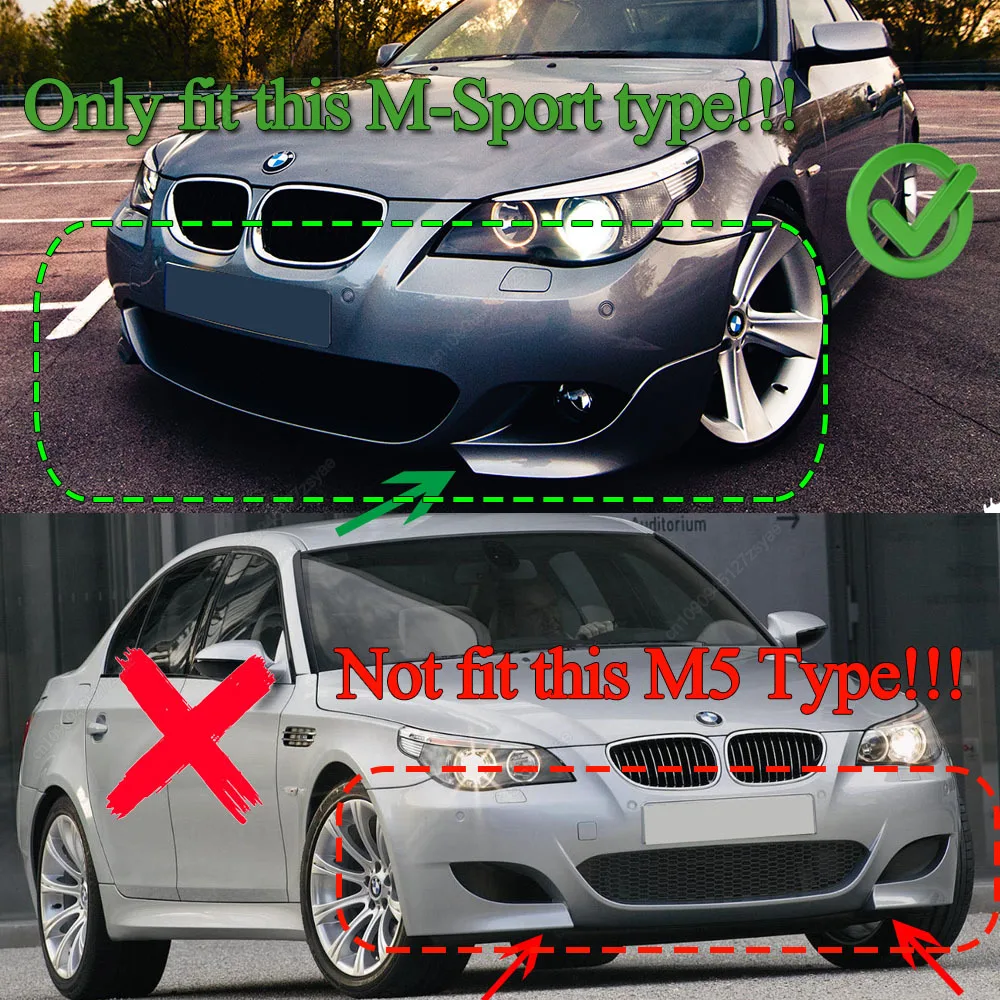 For BMW M-Sport E60 E61 523i 525i 528i 530i 535i 540i 550i 2005-2010 Car Front Bumper Splitter Lip Diffuser Spoiler Guard Tuning