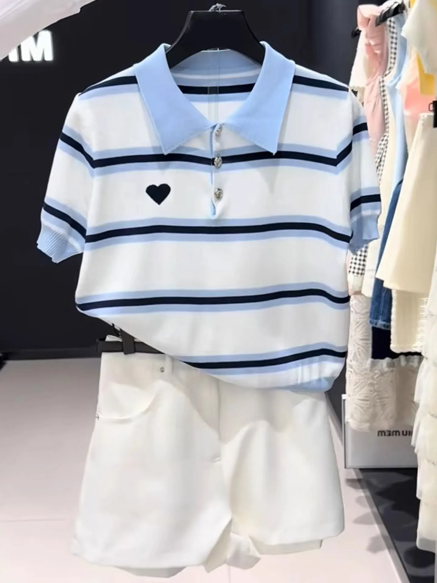 

Корейская женская шелковая рубашка с коротким рукавом, в полоску, с воротником на пуговицах, в стиле колор-блок, летняя модная.