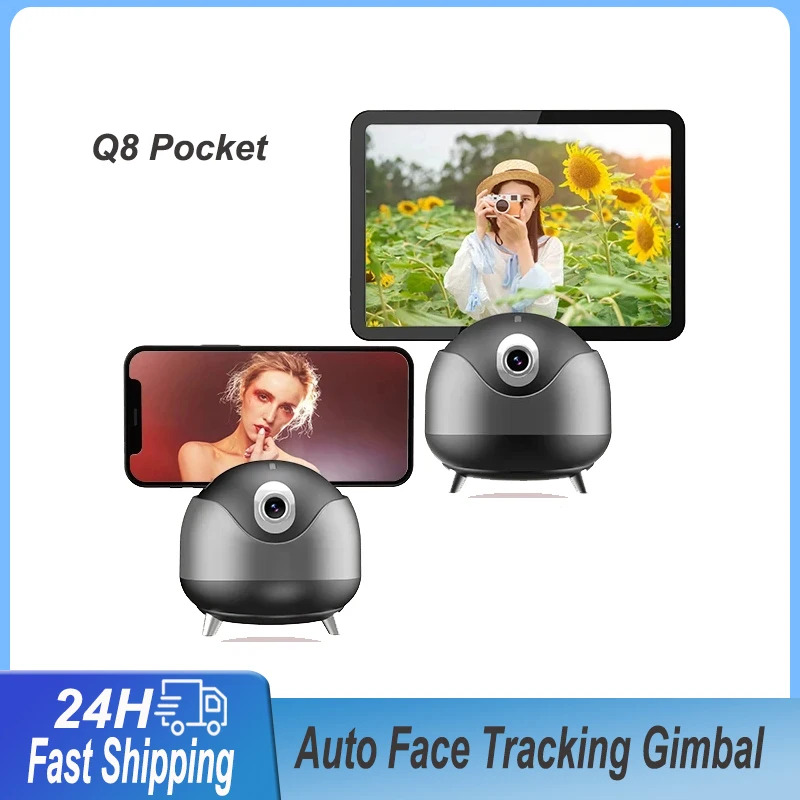 Q8 Auto Face Tracking Shooting Gimbal Stabilizer AI Smart 360° Rotation Selfie Stick Tripod for Video Vlog Phone Tablet Stand