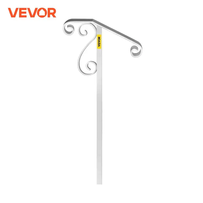 VEVOR Handrails 1-2 Steps Outdoor Stair Railing grabbing railroad Single Post Wrought Iron Handrail Flower Design Porch Railings