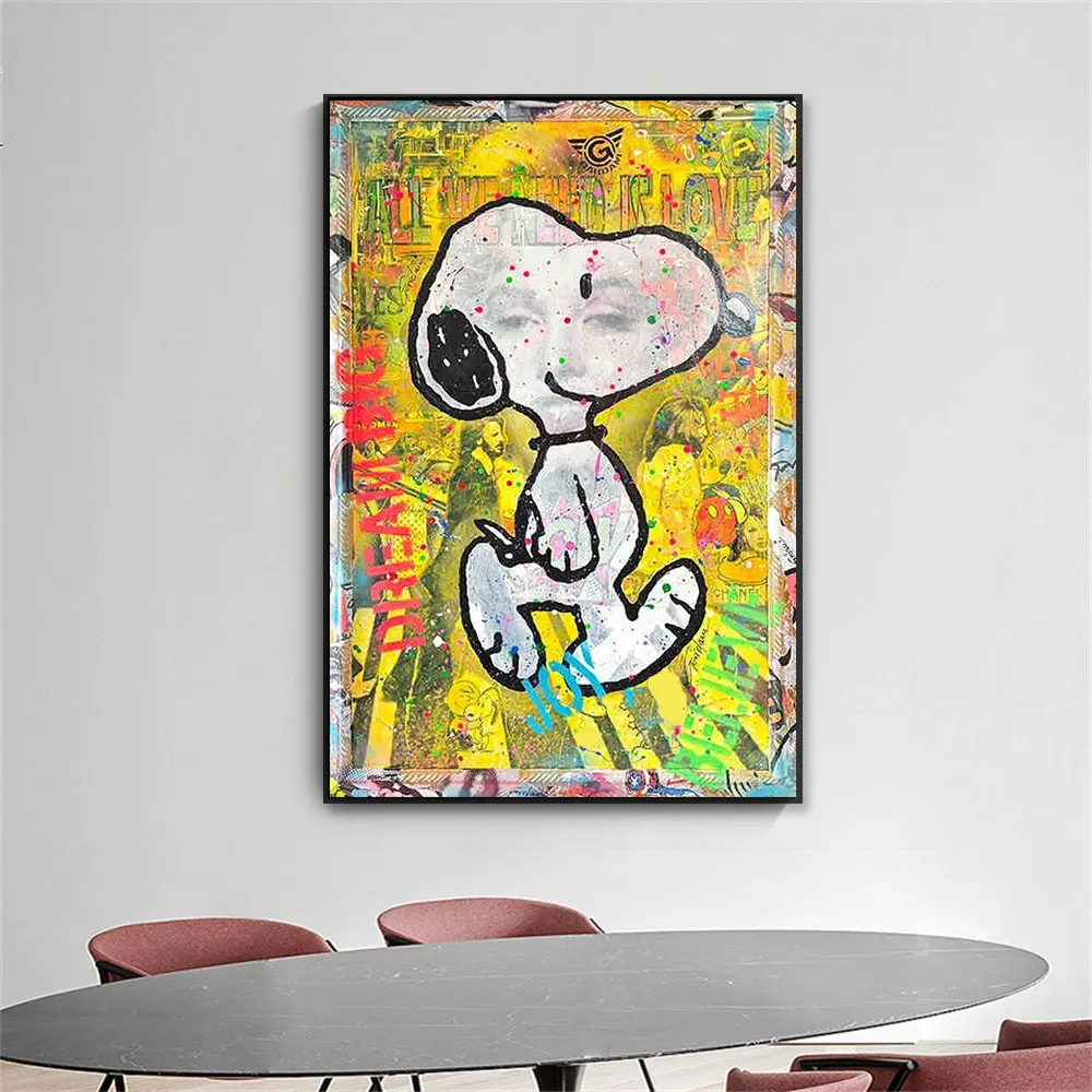 

World Famous Paintings All We Need Is Love Graffiti Canvas Wall Colorful Animal Poster Decoration Living Room Kid's Room