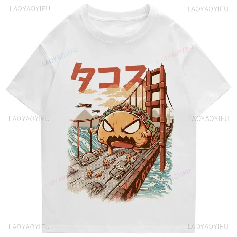 Japanese Harajuku Cartoon Monster Tshirt Men Women Summer Short-sleev Anime Graphic Tee Top Hip Hop Cotton Horror Streetwear