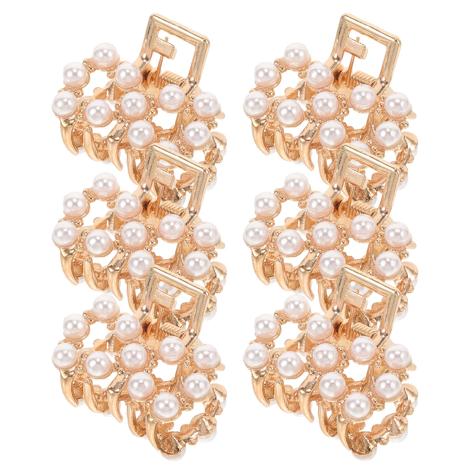 6Pcs Pearl Hair Clips Mini Claw Clips Small Hair Accessories for Women Girls Evening Wedding Party Makeup Face Washing Compact