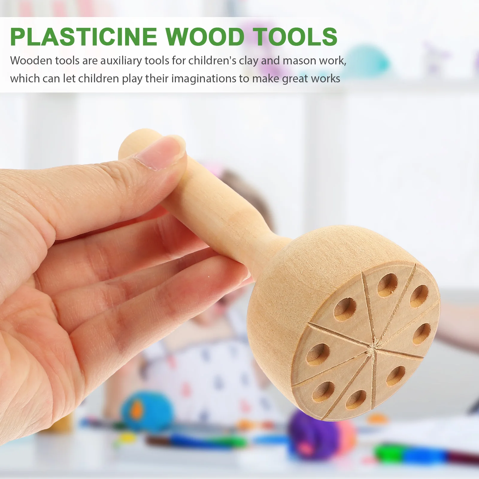 

4pcs Clay Molds Wooden Tools Kids Toys Sculpting Plasticine Handmade Crafts Decorative Patterns Practical Modeling Accessories