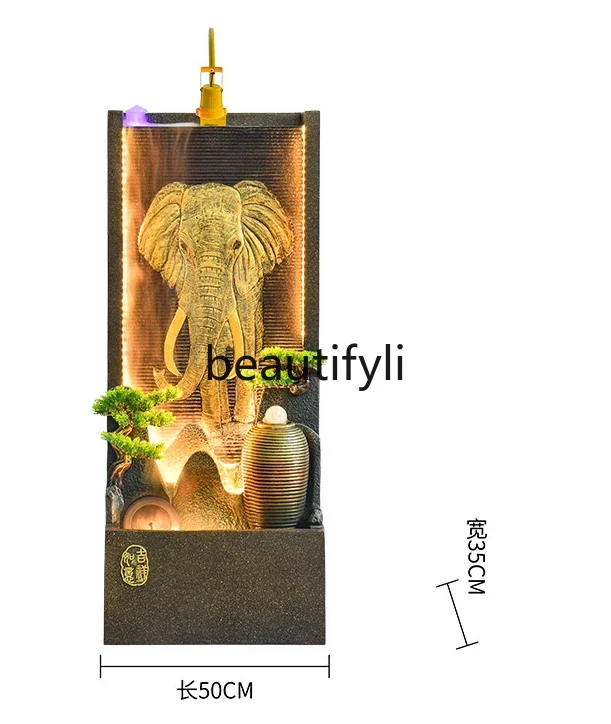 

Elephant running water screen fountain feng shui ball lucky water curtain wall living room entrance decoration floor ornament