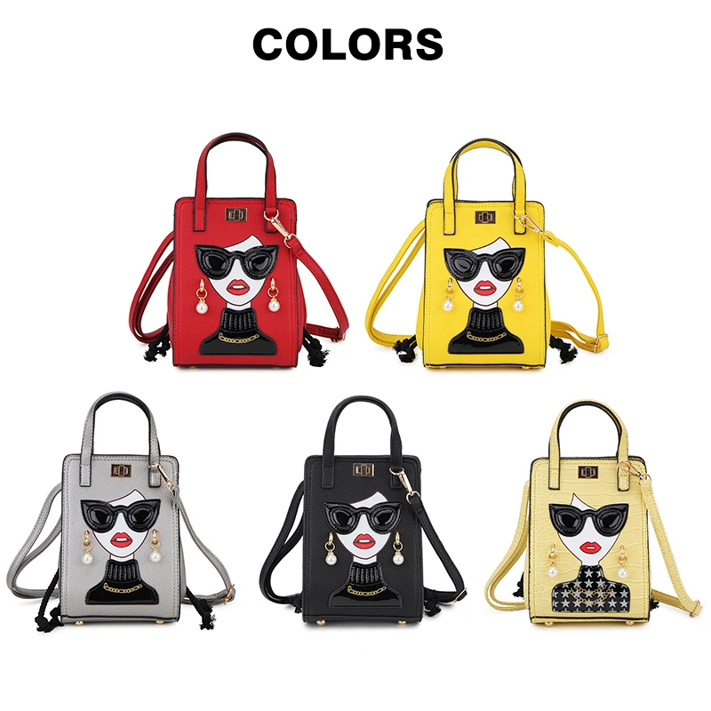 Fashion Lady Face Crossbody Bag for Women Novelty Purses and Handbags Designer Shoulder Bag Party Clutch Bat Bag Casual Totes