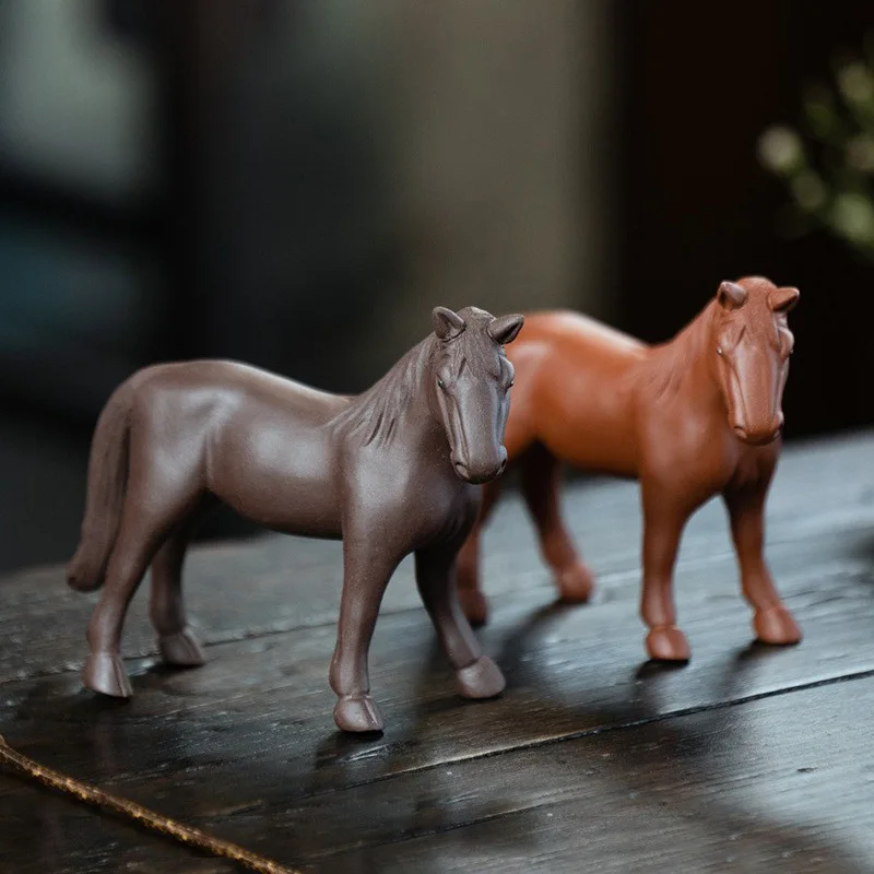 

Yixing Purple Sand Tea Pet Horse Ornaments, Twelve Zodiac Horse to Success Sculpture Tea Set, Creative Tea Table Crafts