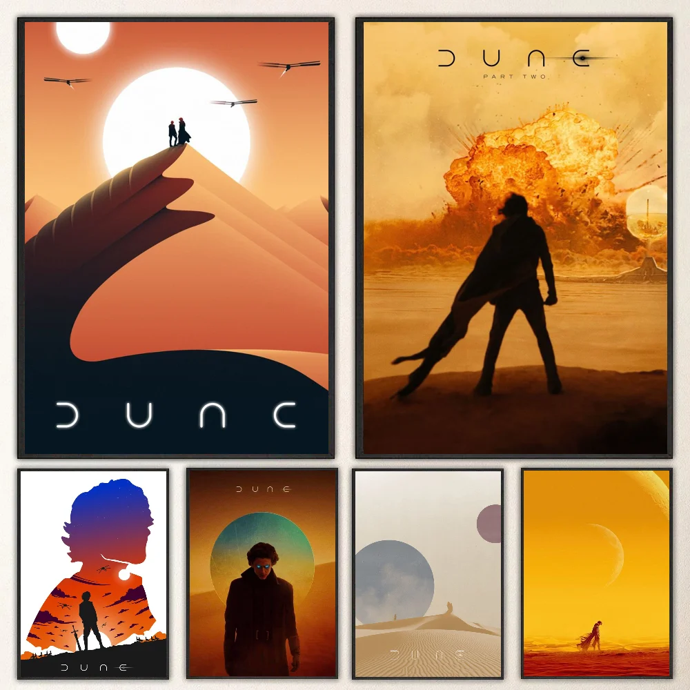 1pc Retro Dune Classic Movie Inspired Poster Self-adhesive Art Waterproof Paper Sticker Coffee House Bar Room Wall Decor