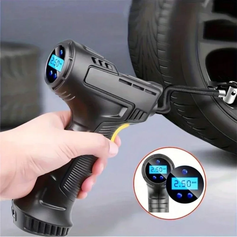 

120W Digital Portable Air Compressor - Wireless/Wired Tire & Ball Inflator for Car & Bicycle (Pump)