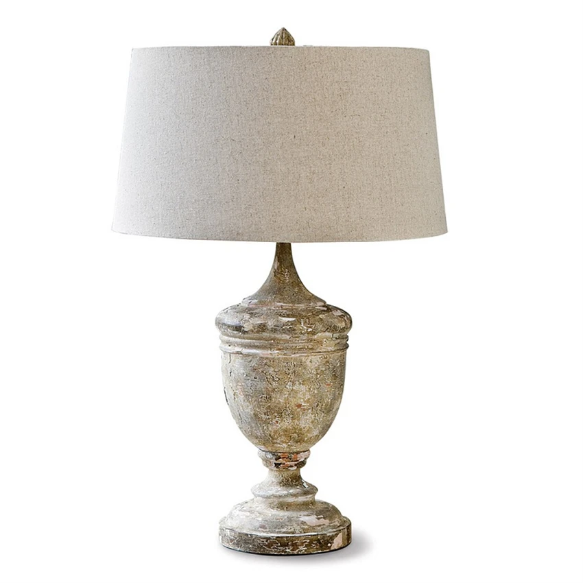

Custom American vintage wood handmade table lamps living room bedroom lamp bedside antique carved French wood lights fixtures