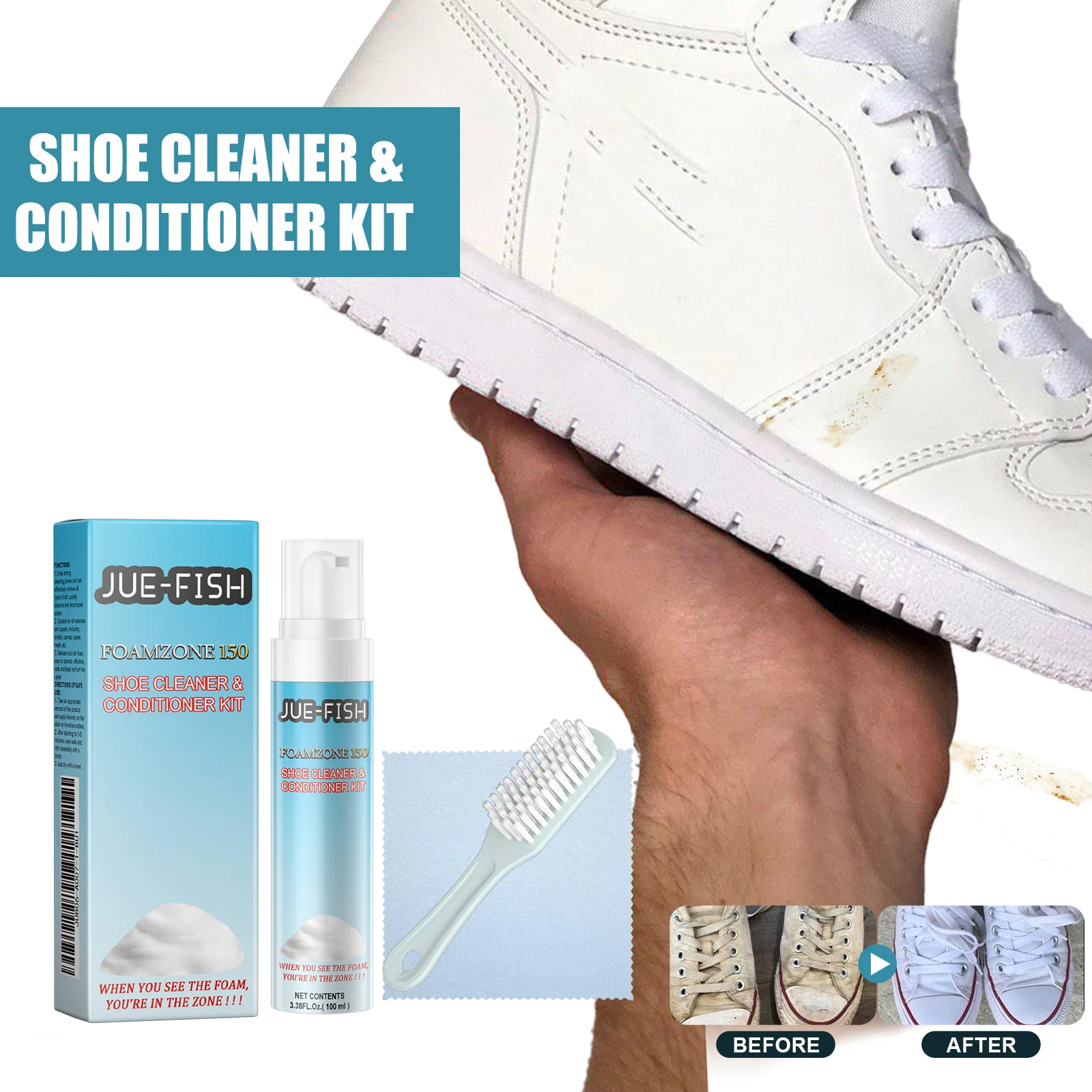 Kit spray per la pulizia delle scarpe bianche Scarpe Smacchiatore per bordi gialli Spazzola per la pulizia della casa Scarpe da ginnastica da tennis Strumenti puliti 100ML