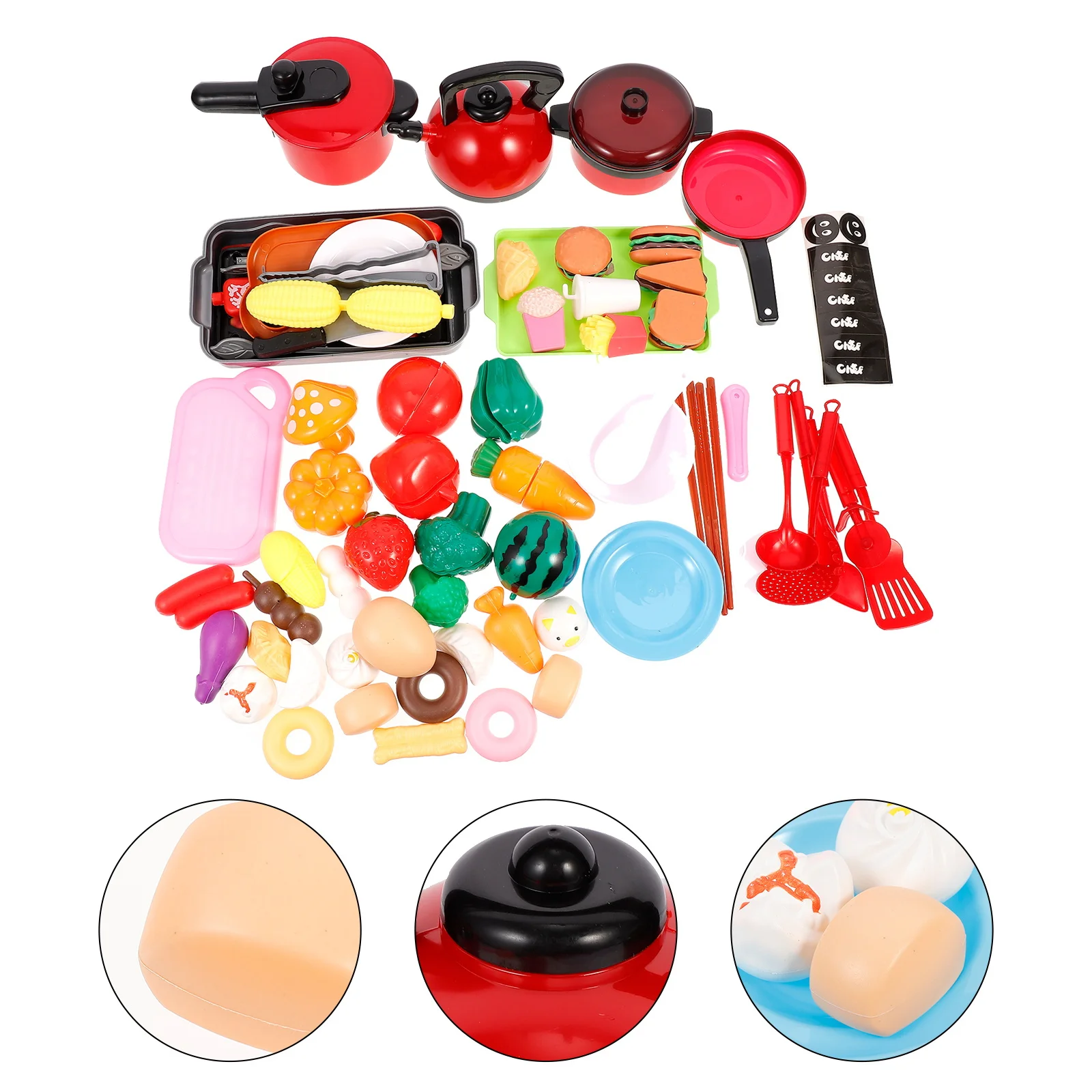 

1Set Large Size Kids Imitation Kitchen Play Set Strong Suction Cut Cook Educational Realistic Simulation for Children Cognitive